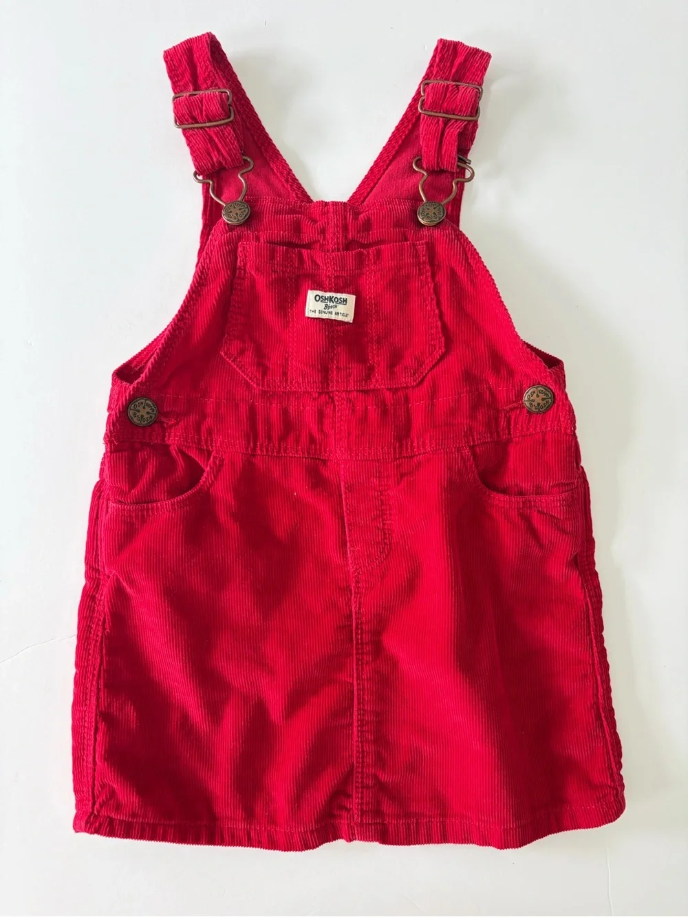 Oshkosh B'Gosh Classic Red Corduroy Jumper Dress Girls 2T Fall Winter Holiday